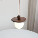 GobekUsa Glass LED Pendant Lamp with Walnut Wood Brass Accent