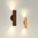 GobekUsa LED Wood Wall Lamp: Nordic Style Walnut Sconce for Bedroom, Study, and Living Room