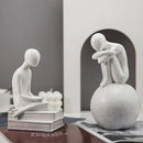 Minimalist white abstract people resin statue set living room decor by Decorbites