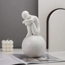 Minimalist white abstract people resin statue set living room decor by Decorbites