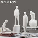 Minimalist white abstract people resin statue set living room decor by Decorbites