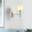 GobekUsa Minimalist Metal-Armed Wall Lamp with Opal Glass Shade - White Sconce Light Fixture (1 Bulb)