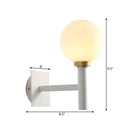 GobekUsa Minimalist Metal-Armed Wall Lamp with Opal Glass Shade - White Sconce Light Fixture (1 Bulb)