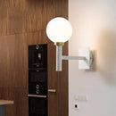 GobekUsa Minimalist Metal-Armed Wall Lamp with Opal Glass Shade - White Sconce Light Fixture (1 Bulb)