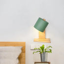 GobekUsa Adjustable Nordic Metal Drum Wall Sconce with 1 Bulb: Gray/White/Green Bedside Light Fixture