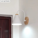 GobekUsa Minimalist Conical Wall Sconce with Metal Shade and Gooseneck Arm, Black/White, 6" Width