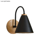 GobekUsa Minimalist Conical Wall Sconce with Metal Shade and Gooseneck Arm, Black/White, 6" Width