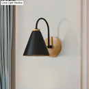 GobekUsa Minimalist Conical Wall Sconce with Metal Shade and Gooseneck Arm, Black/White, 6" Width