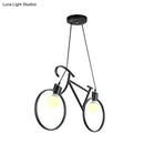 GobekUsa Minimalist City Bike Pendant Light for Kids Room - 2-Light Iron Suspension with Open Bulb Design