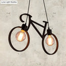 GobekUsa Minimalist City Bike Pendant Light for Kids Room - 2-Light Iron Suspension with Open Bulb Design