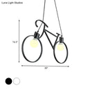 GobekUsa Minimalist City Bike Pendant Light for Kids Room - 2-Light Iron Suspension with Open Bulb Design