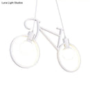 GobekUsa Minimalist City Bike Pendant Light for Kids Room - 2-Light Iron Suspension with Open Bulb Design