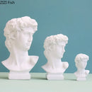 Minimalist white david portrait resin sculpture living room decor by Decorbites