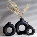 Minimalist white decorbites ceramic donut vase set living room by Decorbites