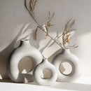 Minimalist white decorbites ceramic donut vase set living room by Decorbites