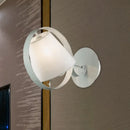 GobekUsa Minimalist Fabric Sconce Lamp: White Wall Light with Metal Ring, 1 Bulb