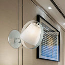 GobekUsa Minimalist Fabric Sconce Lamp: White Wall Light with Metal Ring, 1 Bulb