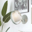 GobekUsa Minimalist Fabric Sconce Lamp: White Wall Light with Metal Ring, 1 Bulb