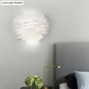 GobekUsa White Floral Wall Mount Light - Minimalist Feather Sconce for Bedroom
