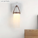 GobekUsa Nordic LED Cylinder Wall Light – White Glass, Leather Strap