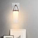 GobekUsa Nordic LED Cylinder Wall Light – White Glass, Leather Strap