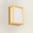 GobekUsa Minimalist White Glass Wall Sconce: Rectangular 2-Head Light with Wooden Frame - Ideal for Corridors