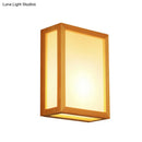 GobekUsa Minimalist White Glass Wall Sconce: Rectangular 2-Head Light with Wooden Frame - Ideal for Corridors