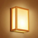 GobekUsa Minimalist White Glass Wall Sconce: Rectangular 2-Head Light with Wooden Frame - Ideal for Corridors