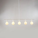 GobekUsa Contemporary Linear Metal Island Lighting with 5 Bulbs - White/Gold Finish Ceiling Lamp for Dining Room