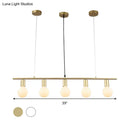 GobekUsa Contemporary Linear Metal Island Lighting with 5 Bulbs - White/Gold Finish Ceiling Lamp for Dining Room