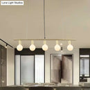 GobekUsa Contemporary Linear Metal Island Lighting with 5 Bulbs - White/Gold Finish Ceiling Lamp for Dining Room