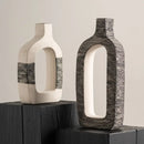 GobekUsa Geometric Stripes Ceramic Flower Vase for Home Decoration and Flower Arrangements