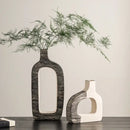 GobekUsa Geometric Stripes Ceramic Flower Vase for Home Decoration and Flower Arrangements