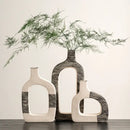 GobekUsa Geometric Stripes Ceramic Flower Vase for Home Decoration and Flower Arrangements
