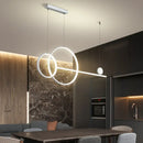 GobekUsa Sleek Ring and Linear LED Hanging Lamp: Minimalistic Metal Chandelier for Dining Rooms and Islands