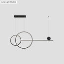 GobekUsa Sleek Ring and Linear LED Hanging Lamp: Minimalistic Metal Chandelier for Dining Rooms and Islands