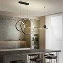 GobekUsa Sleek Ring and Linear LED Hanging Lamp: Minimalistic Metal Chandelier for Dining Rooms and Islands