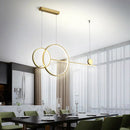 GobekUsa Sleek Ring and Linear LED Hanging Lamp: Minimalistic Metal Chandelier for Dining Rooms and Islands