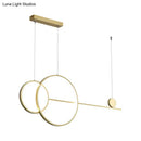 GobekUsa Sleek Ring and Linear LED Hanging Lamp: Minimalistic Metal Chandelier for Dining Rooms and Islands
