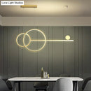 GobekUsa Sleek Ring and Linear LED Hanging Lamp: Minimalistic Metal Chandelier for Dining Rooms and Islands