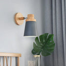 GobekUsa Minimalist Metal 1-Head Barrel Wall Lamp Sconce with Wood Backplate - Stylish Living Room Wall Light Fixture