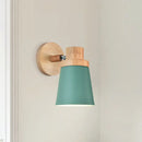 GobekUsa Minimalist Metal 1-Head Barrel Wall Lamp Sconce with Wood Backplate - Stylish Living Room Wall Light Fixture