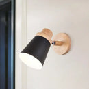 GobekUsa Minimalist Metal 1-Head Barrel Wall Lamp Sconce with Wood Backplate - Stylish Living Room Wall Light Fixture