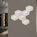 GobekUsa Minimalist Metallic Geometric Wall Mount Light: Cubic Shape, 1/2-Light White Wall Lamp for Corridor