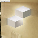 GobekUsa Minimalist Metallic Geometric Wall Mount Light: Cubic Shape, 1/2-Light White Wall Lamp for Corridor