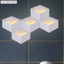 GobekUsa Minimalist Metallic Geometric Wall Mount Light: Cubic Shape, 1/2-Light White Wall Lamp for Corridor