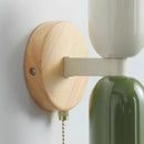 GobekUsa Cream Zipper Wooden Wall Lamp: Minimalist Nordic Design for Bedroom, Living Room Illumination