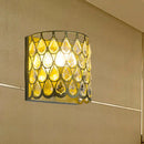 GobekUsa Minimalist Silver/Brass Half-Cylinder Wall Light Sconce - Clear Crystal Teardrop - 1 Light Metal Wall Lamp