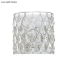 GobekUsa Minimalist Silver/Brass Half-Cylinder Wall Light Sconce - Clear Crystal Teardrop - 1 Light Metal Wall Lamp