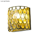 GobekUsa Minimalist Silver/Brass Half-Cylinder Wall Light Sconce - Clear Crystal Teardrop - 1 Light Metal Wall Lamp